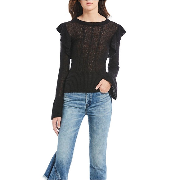 Chelsea & Violet Black Ruffle Statement Sweater🥨 - Picture 2 of 6